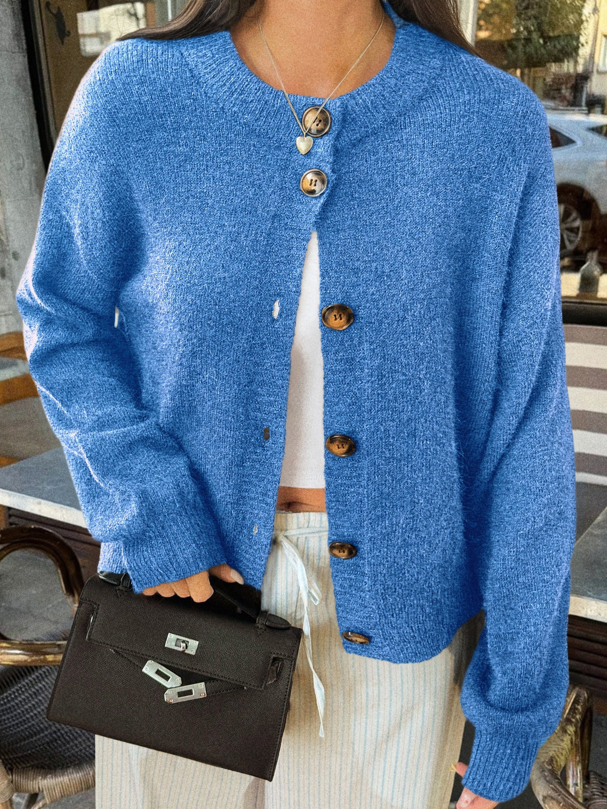 Kristy Button-Front Knit Cardigan