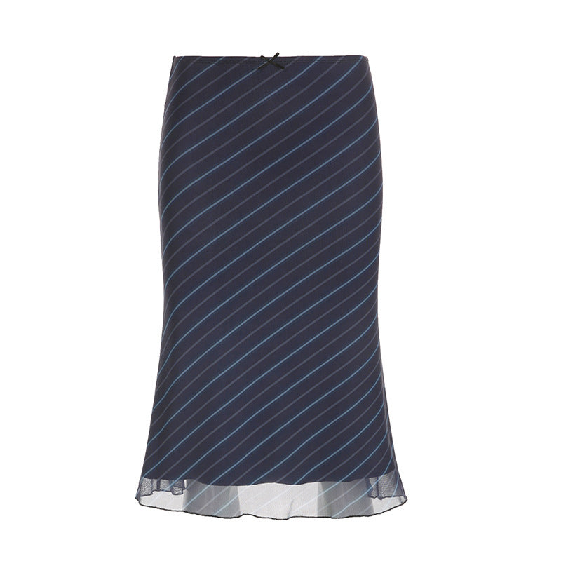 Jaelyn Striped Mesh Midi Skirt