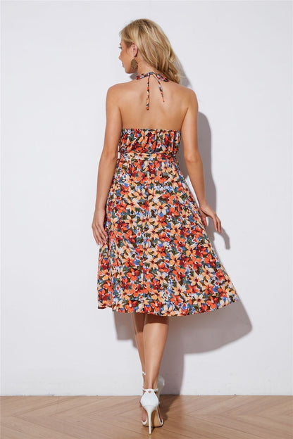 Smocked Puff Sleeve Tiered Midi Dress