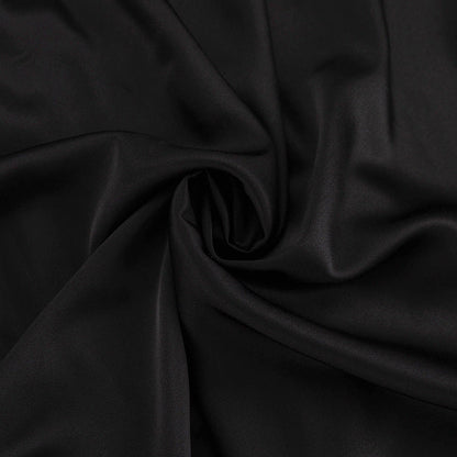 Crew Neck Long Sleeve Lace Trim High Slit Satin Maxi Dress