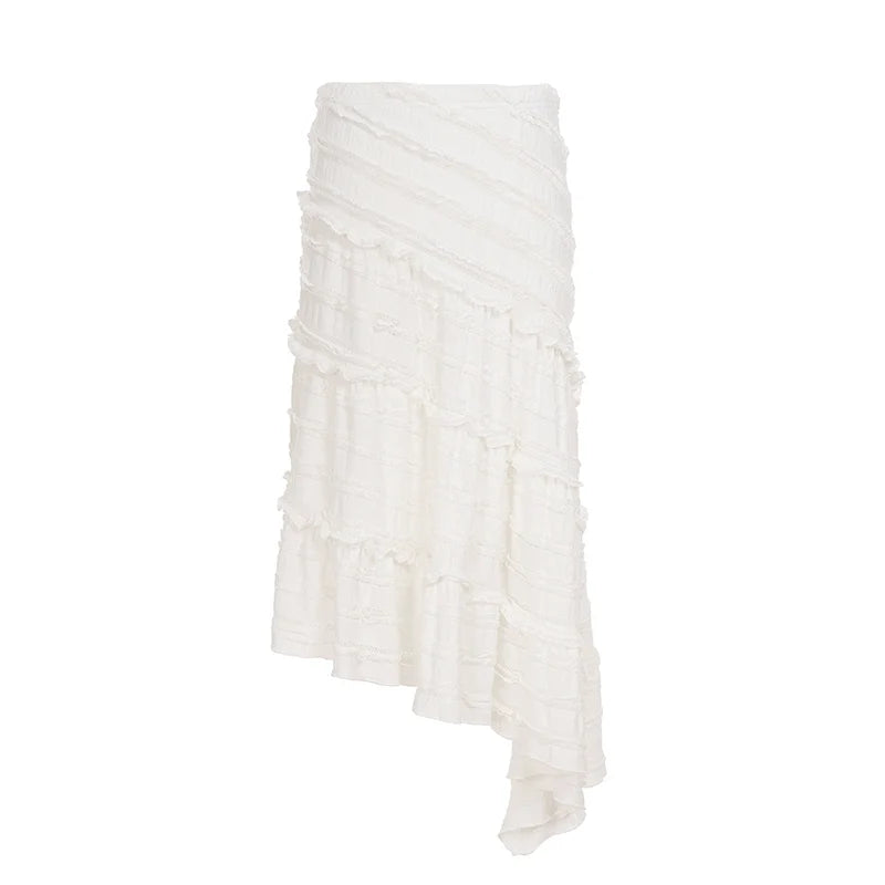 Bryn Ruffle Asymmetric Maxi Skirt
