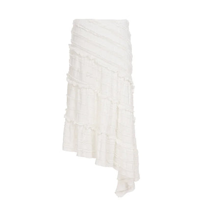 Bryn Ruffle Asymmetric Maxi Skirt