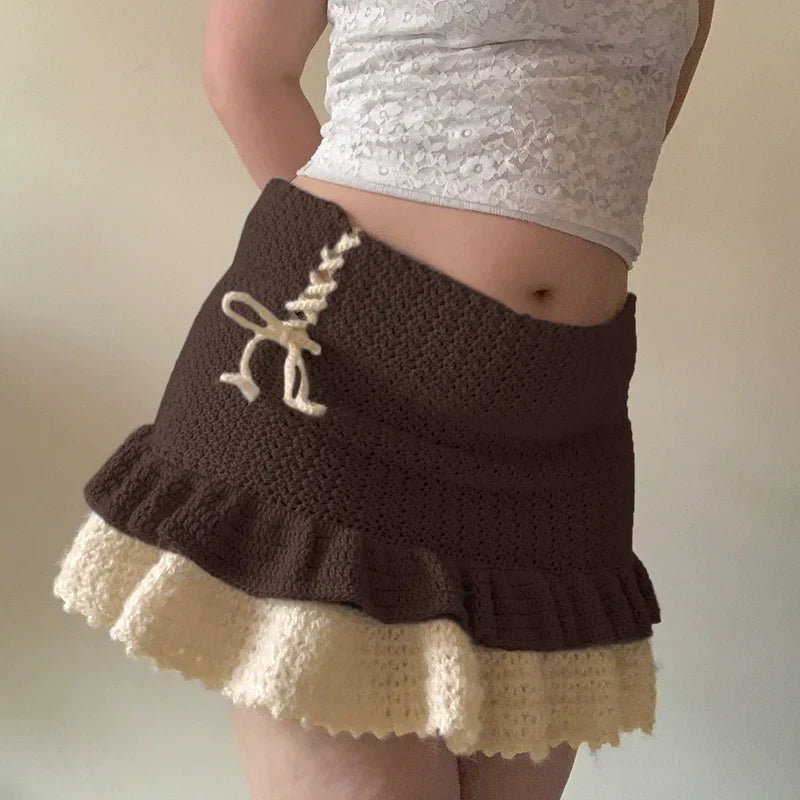 Ahlam Colorblock Wool A-Line Skirt