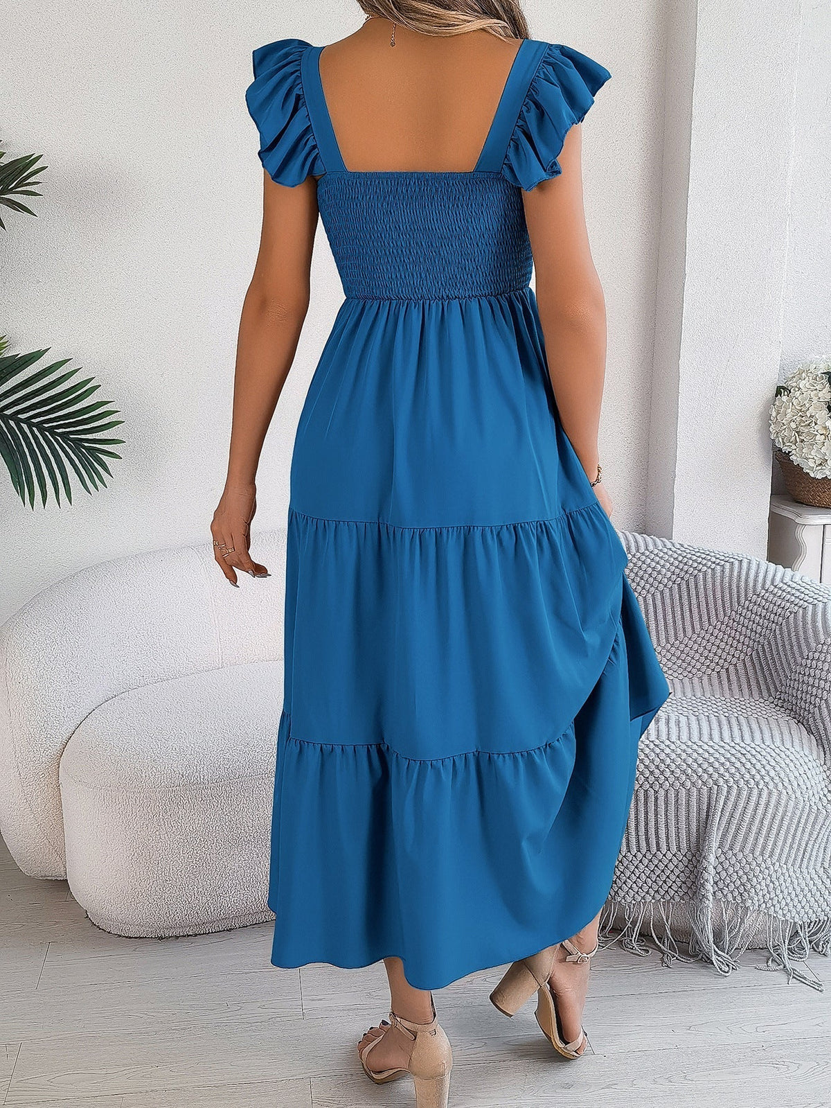 Off Shoulder Embroidered Floral Tiered Maxi Dress