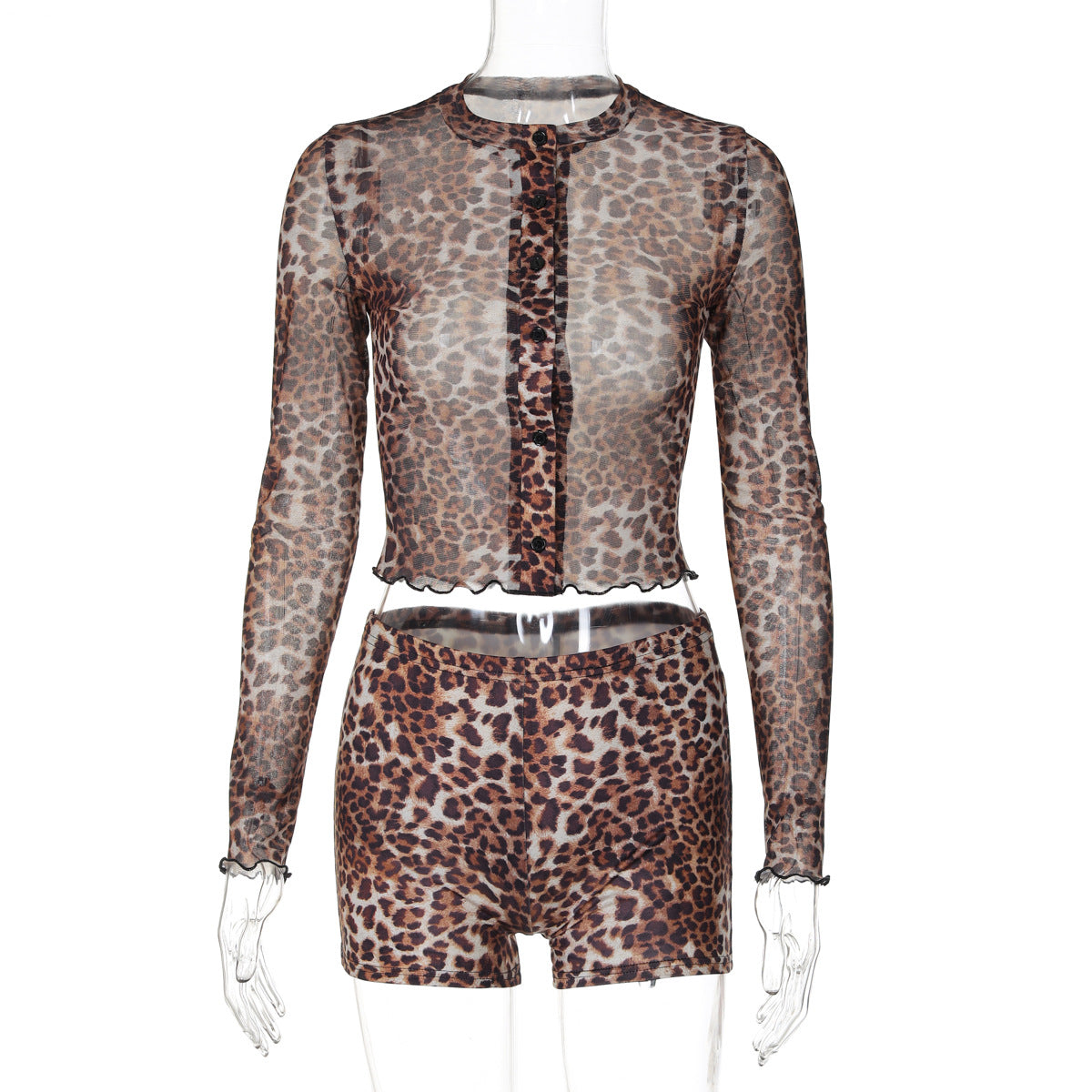 Britain Leopard Mesh Short Set