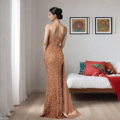 Backless Sequin Mermaid Prom Dress