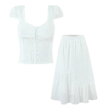 Saray Embroidered Cutout Skirt Set