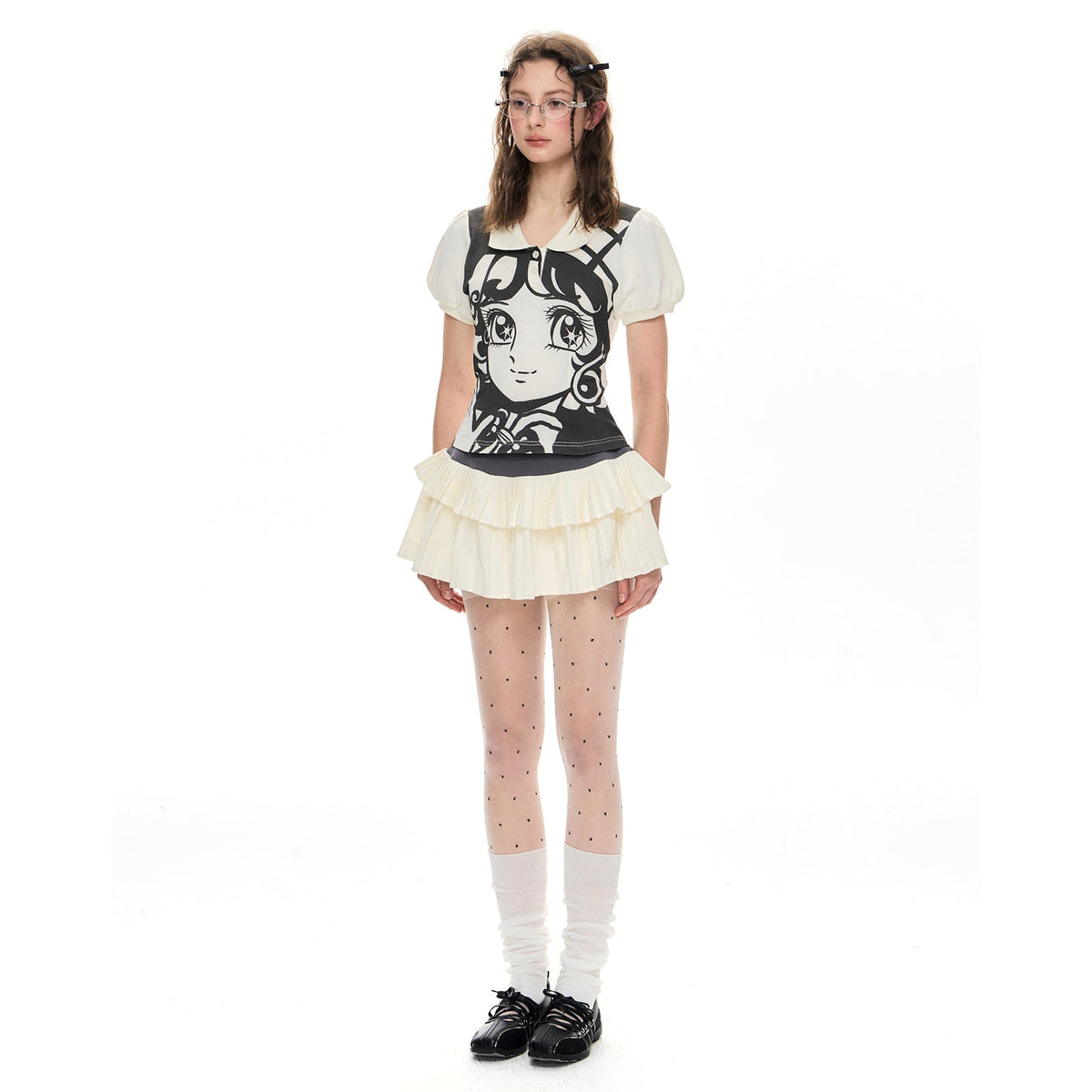 Anime-Inspired Polo & Pleated Skirt Set