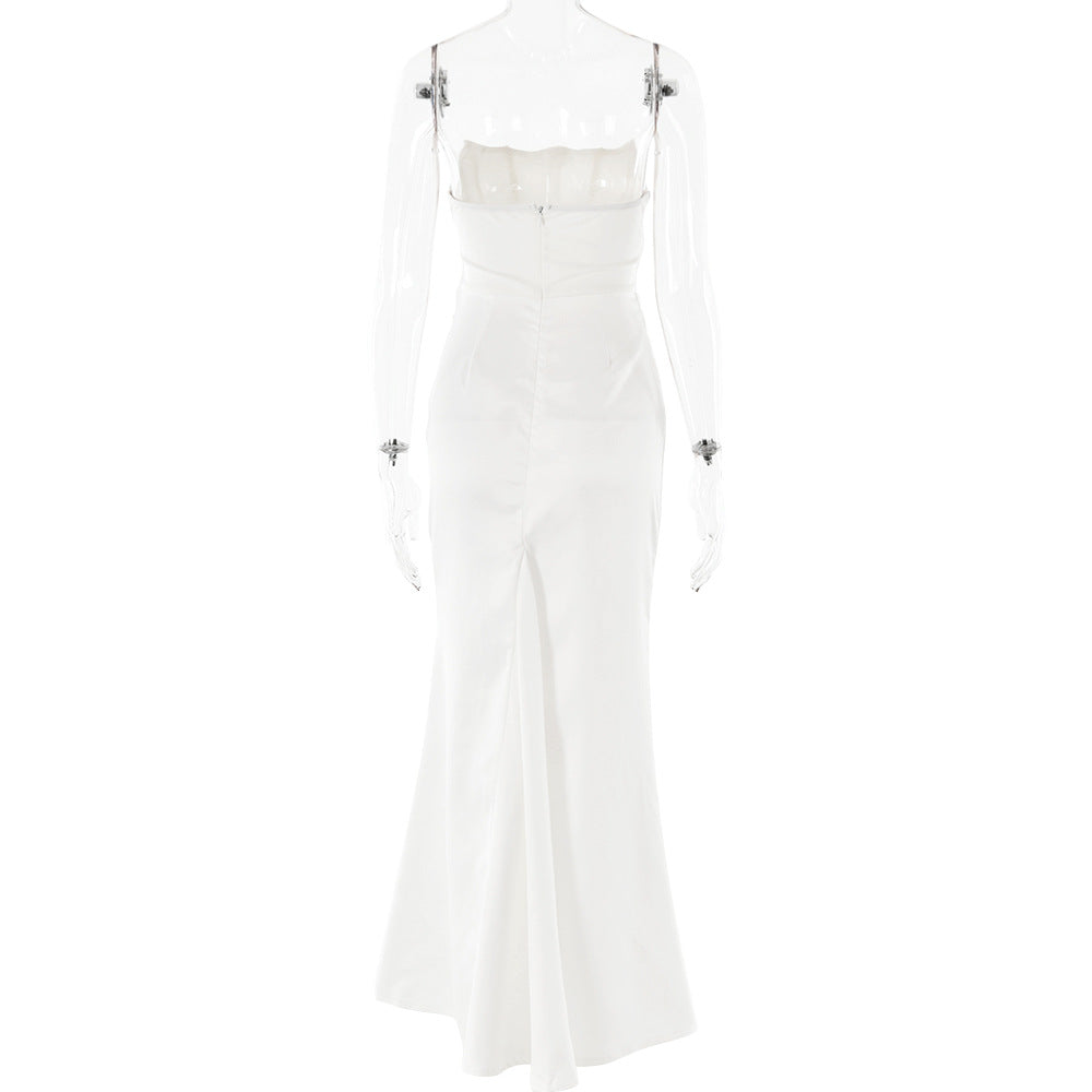Strapless Corset Hip Swag Draped Sheath Maxi Gown