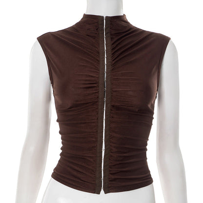 Amauri Pleated Mock Neck Vest