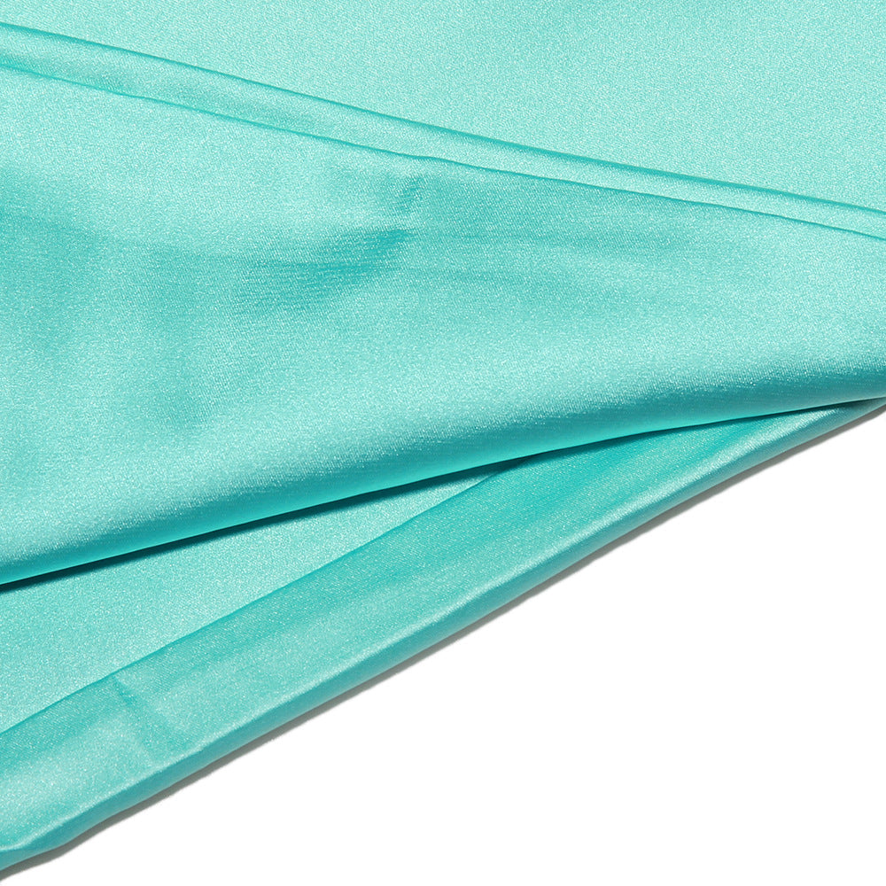 Strapless Ruched Side Cascade Panel Satin Mini Dress