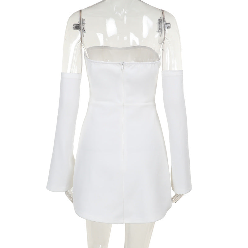 Off Shoulder Corset Bell Sleeve A Line Mini Dress