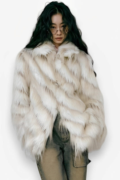 Retro imitation fox fur coat