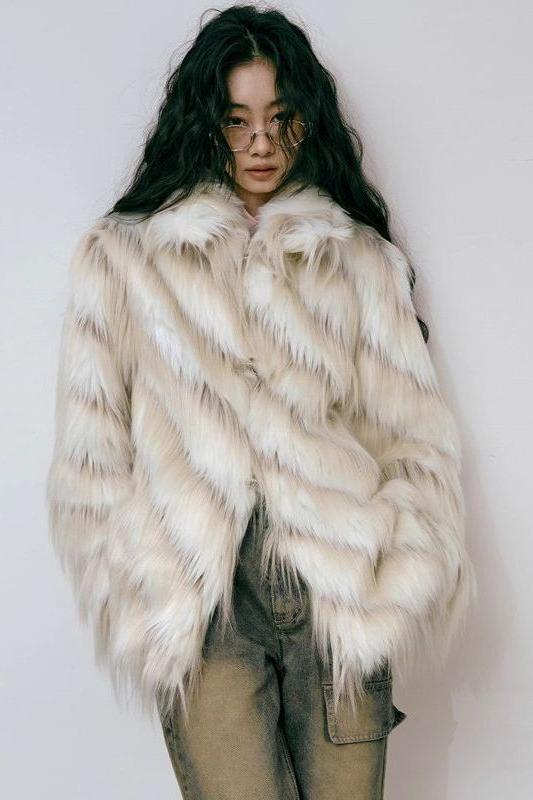 Retro imitation fox fur coat