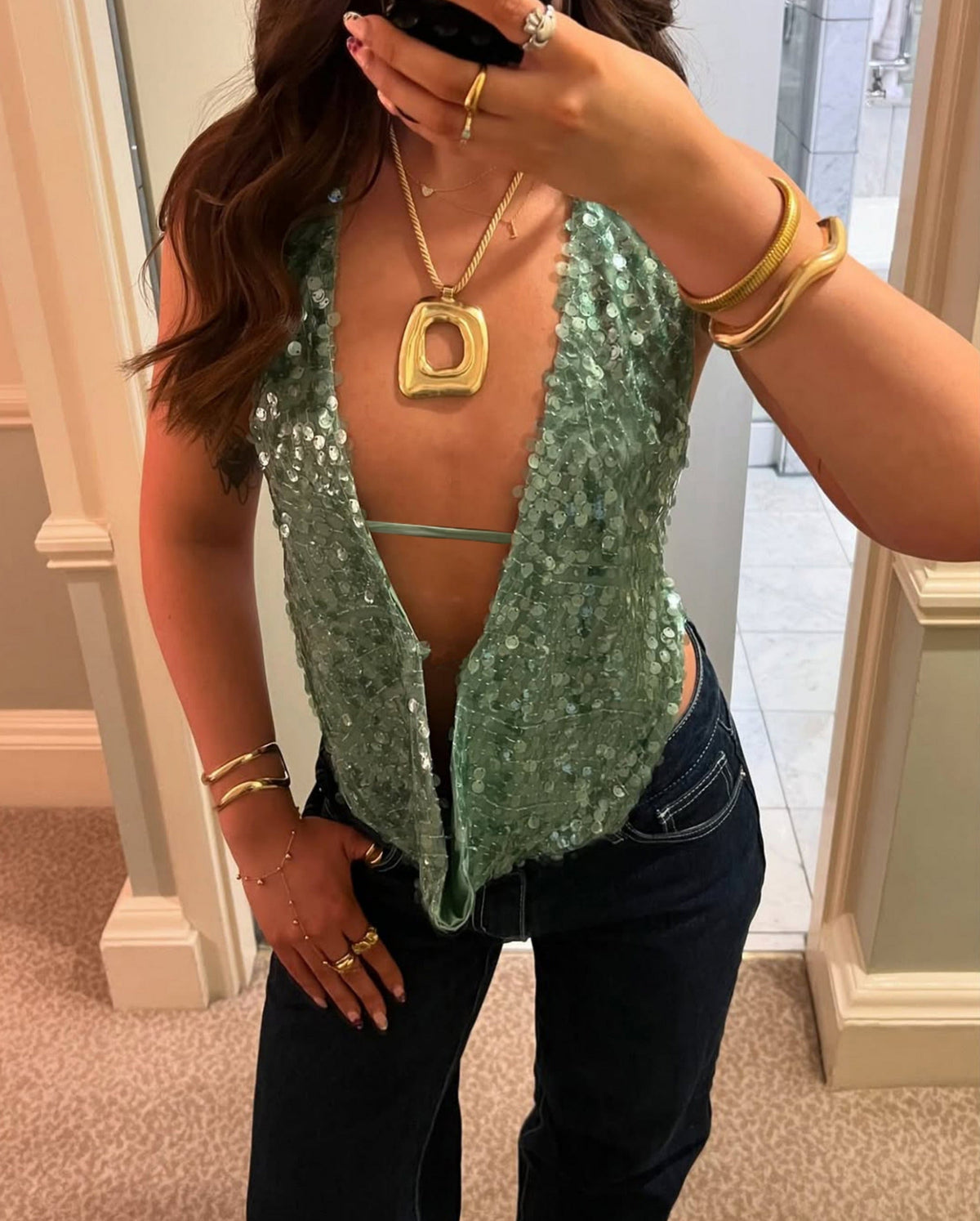 Miral Sequin Halter Top