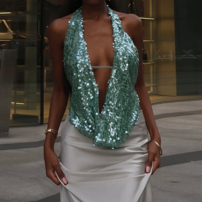 Miral Sequin Halter Top
