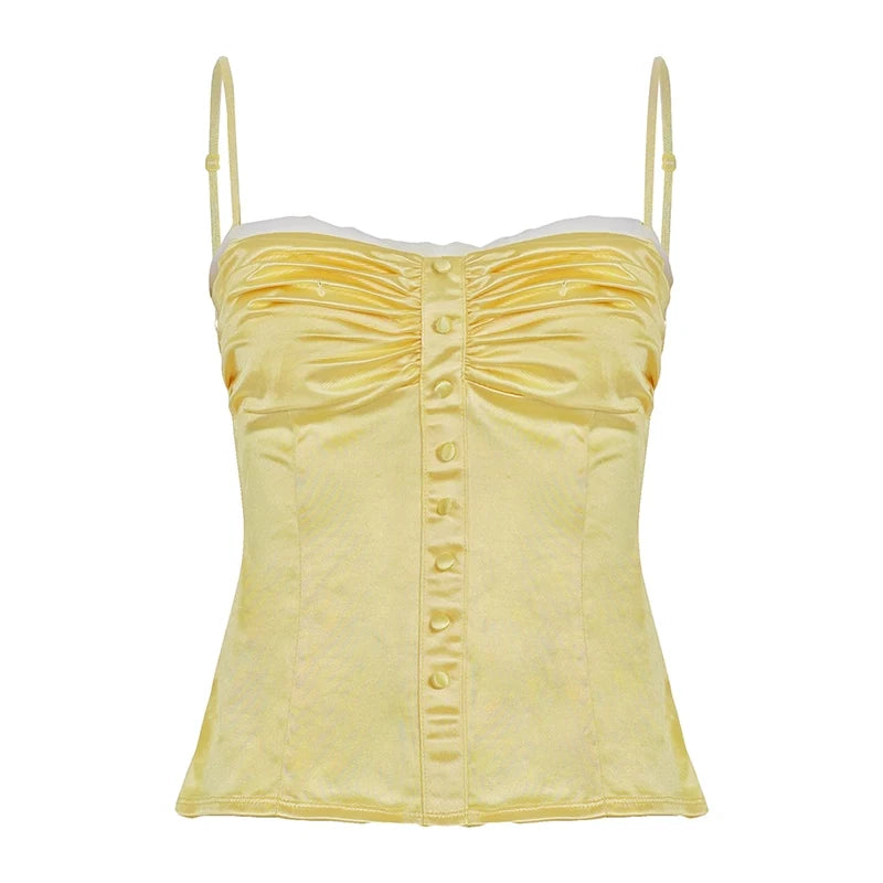 Ameena Pleated Satin Crop Top