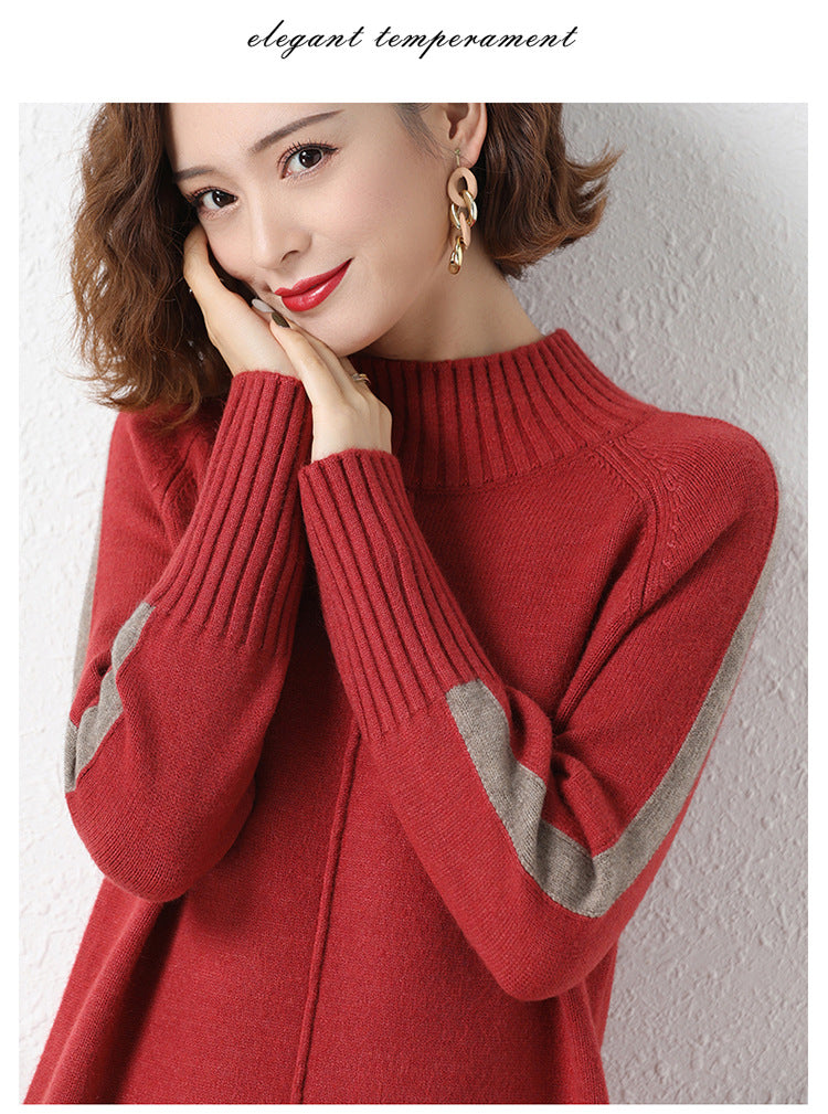 Long Sleeve Center Seam Rib Knit Mini Sweater Dress