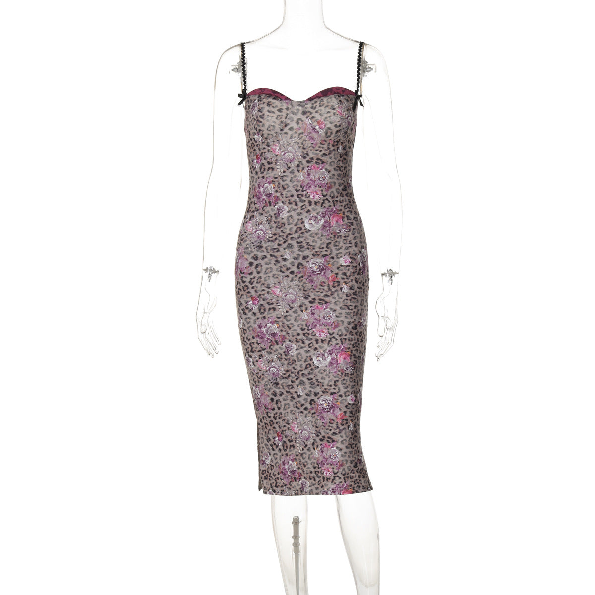 Sweetheart Neck Corset Bodice Scalloped Strap Floral Midi Dress