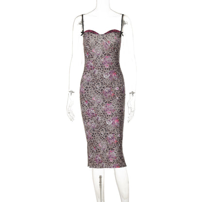 Sweetheart Neck Corset Bodice Scalloped Strap Floral Midi Dress