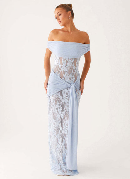 Sheer Lace Cutout Ribbon Bodycon Lace Dress