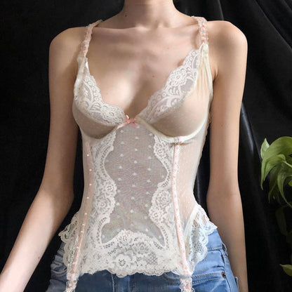 Elvia Sheer Lace Bustier Top
