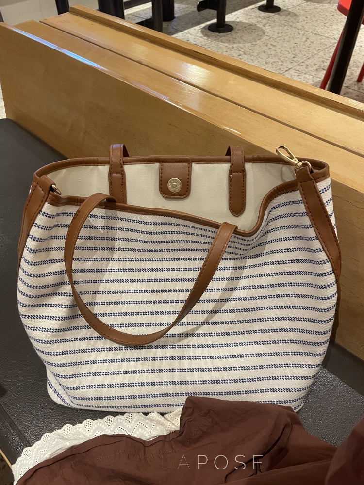 Rhoda Striped Canvas Tote Bag