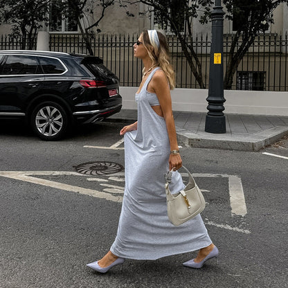 Sweetheart Spaghetti Strap Draped Satin Column Maxi Dress