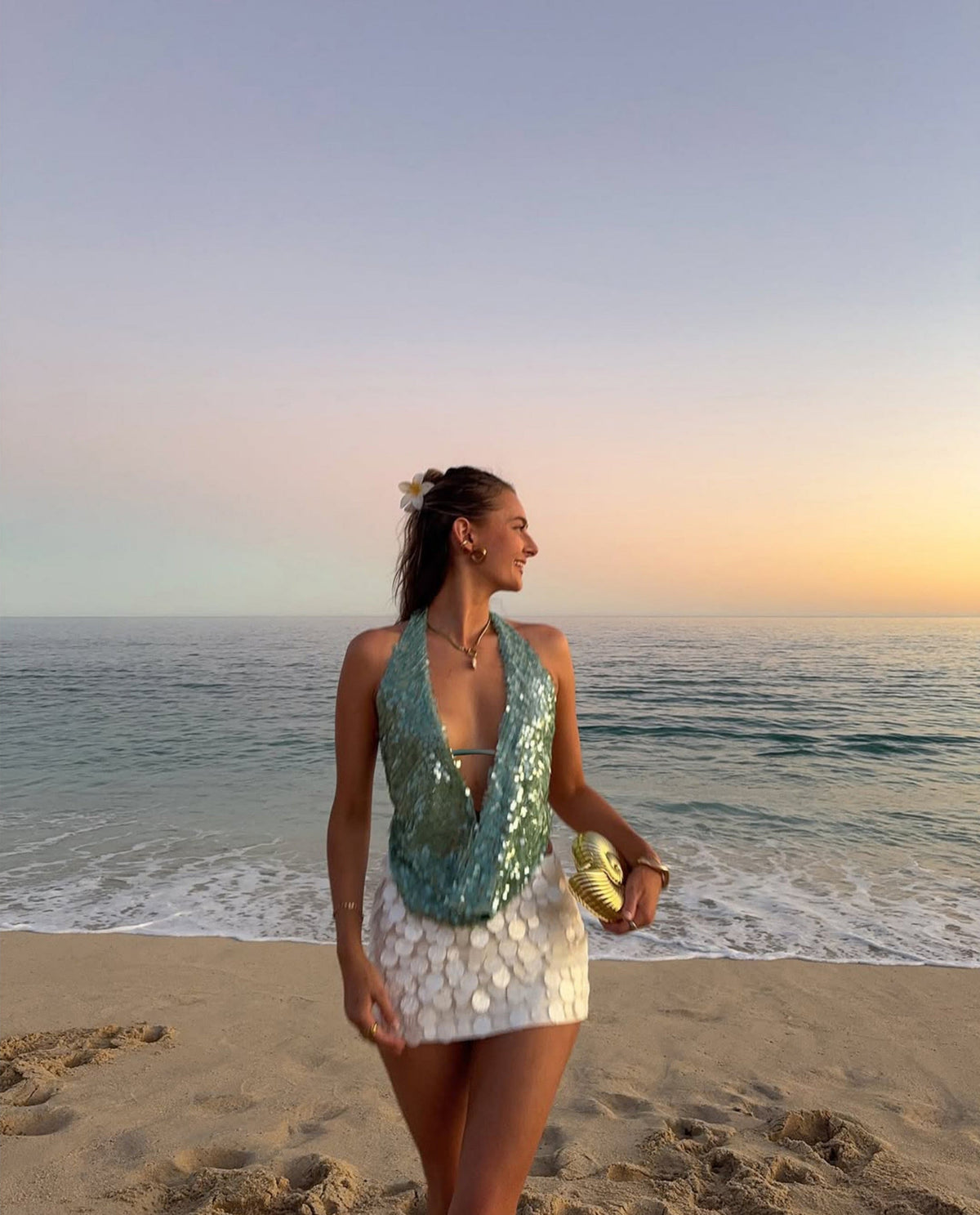 Miral Sequin Halter Top