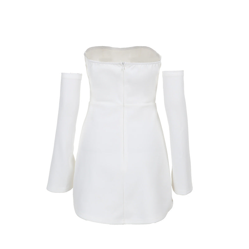 Off Shoulder Corset Bell Sleeve A Line Mini Dress