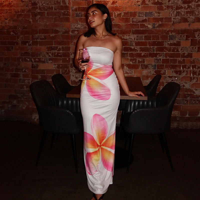 Lucia Floral Strapless Maxi Dress