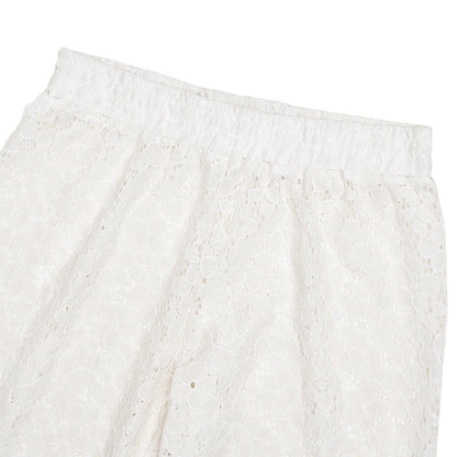 autumn and winter fashion sexy lace see-through trousers new style spliced ruffled versatile straight pants