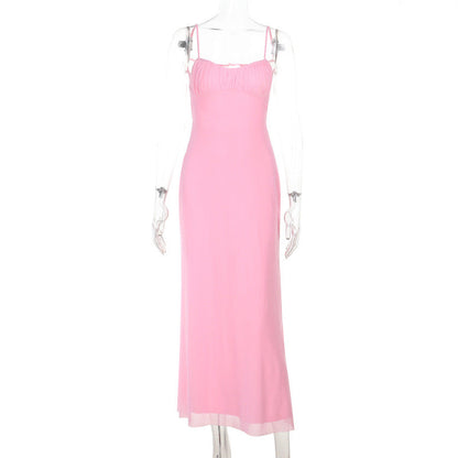 Spaghetti Strap Ruched Twist Front Column Midi Dress