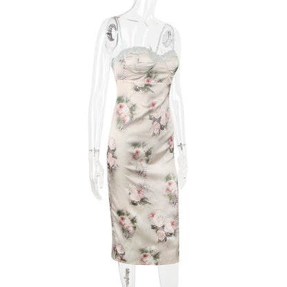 Niana Floral Satin Midi Dress