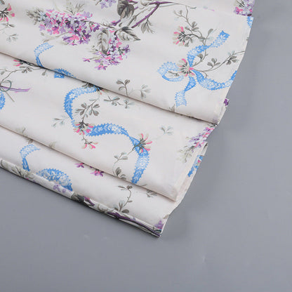 Square Neck Corset Ribbon Floral Gathered A-Line Midi Dress