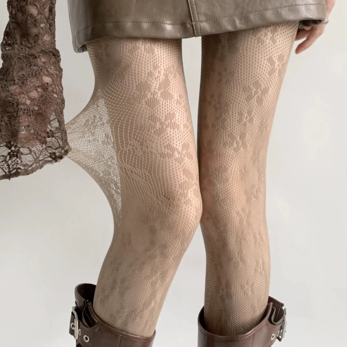 Kaleyah Sheer Lace Print Tights