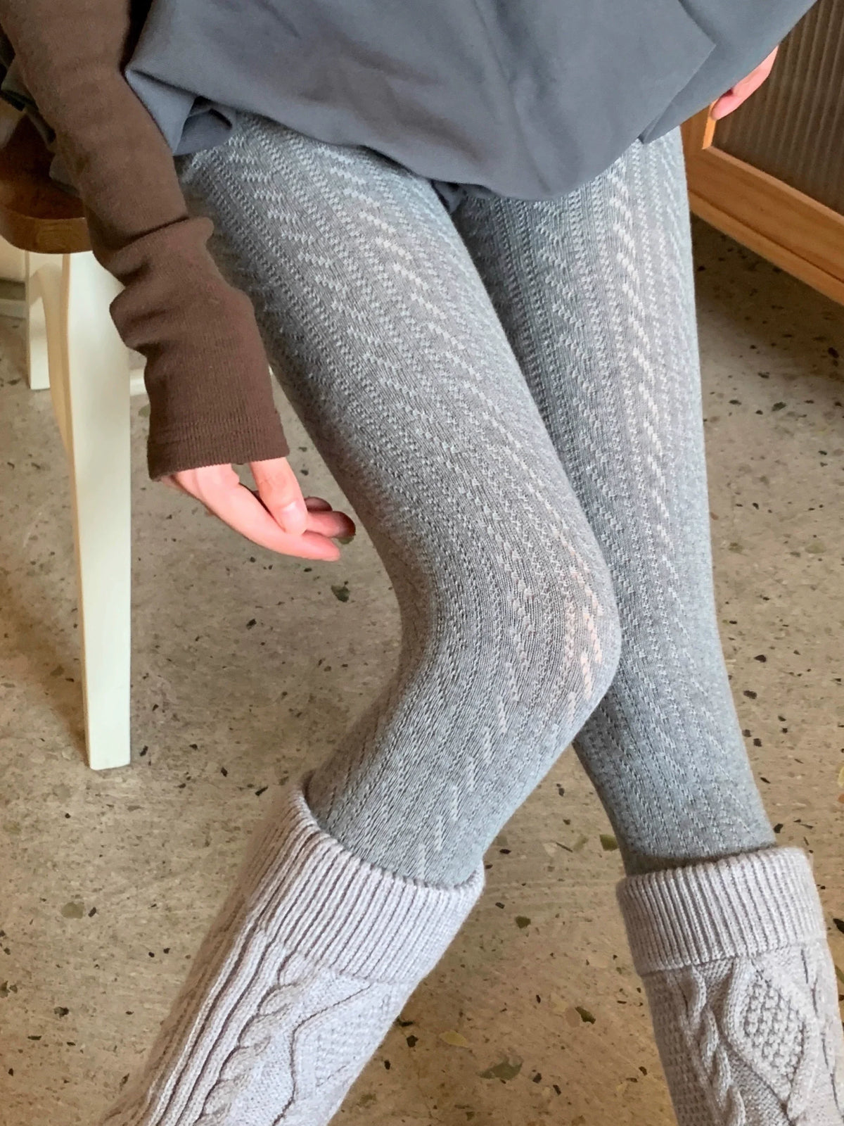 London Cozy Cable Knit Tights