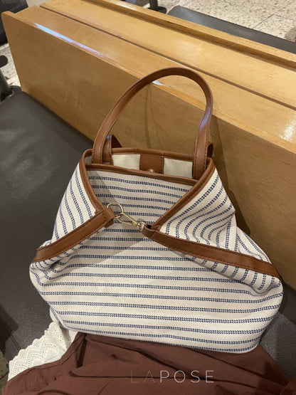 Rhoda Striped Canvas Tote Bag