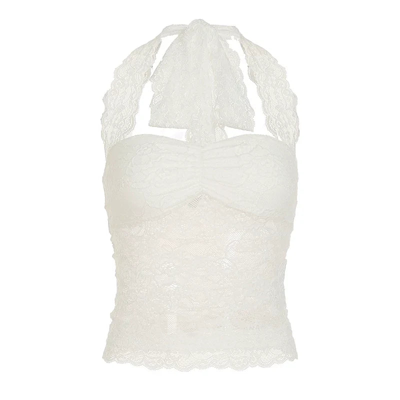 Lace Trim Halter Camisole Top