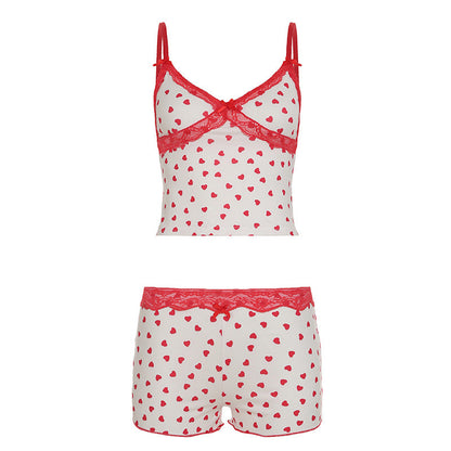 Ciera Heart Print Lace Short Set