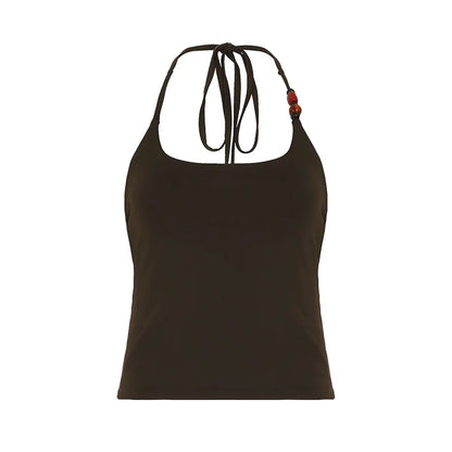 Novalee Beaded Halter Crop Top