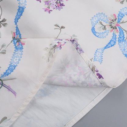 Square Neck Corset Ribbon Floral Gathered A-Line Midi Dress