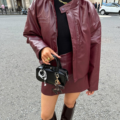 Caila Retro Faux Leather Jacket