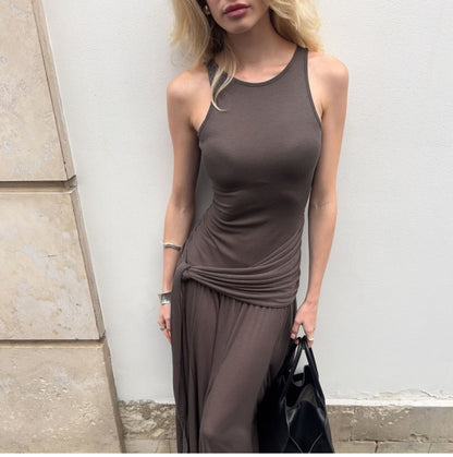 Aarna Pleated Splicing Maxi Dress