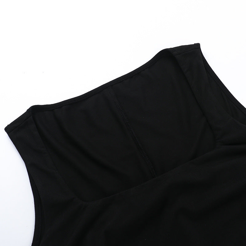 Square Neck Structured Tulip Pleat Bubble Hem Mini Dress