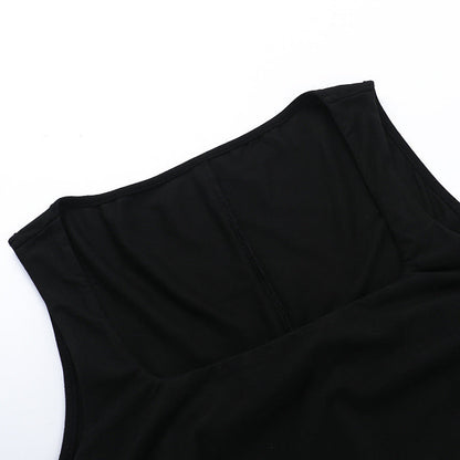 Square Neck Structured Tulip Pleat Bubble Hem Mini Dress