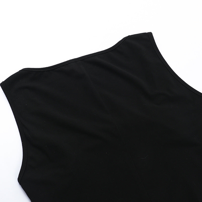 Square Neck Structured Tulip Pleat Bubble Hem Mini Dress