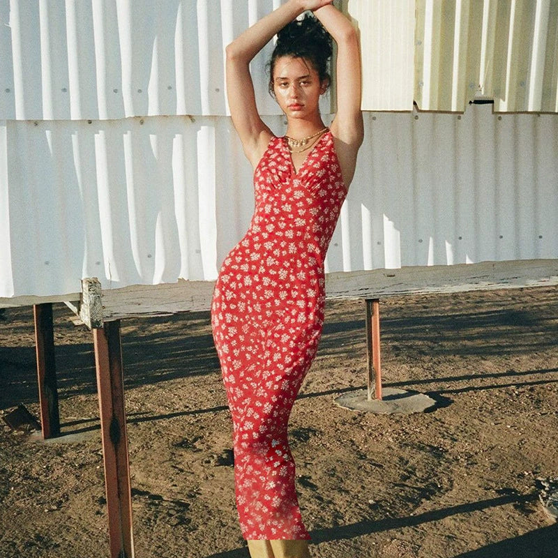 Aubrie Floral Backless Maxi Dress