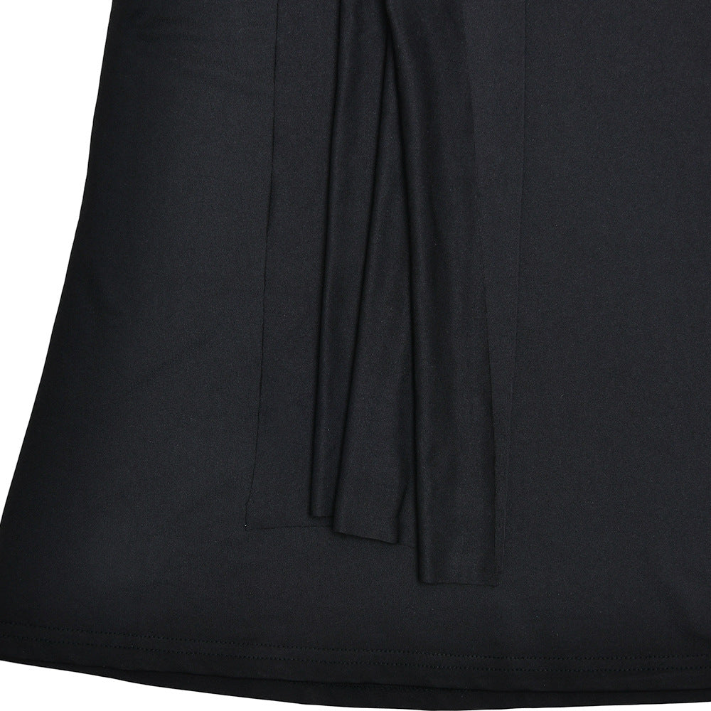 One Shoulder Triangular Cutout Ruched Hip Twist Drape Maxi Dress