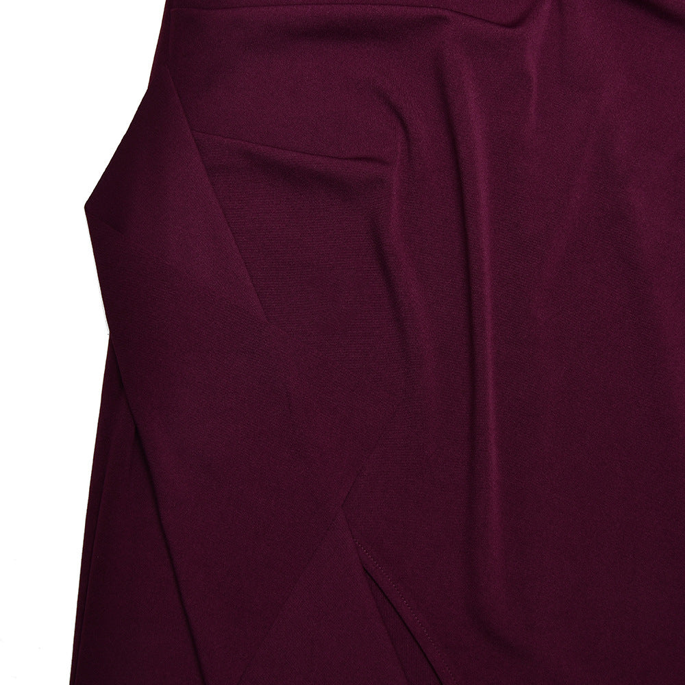 Long Sleeve Pleated Column Maxi Dress